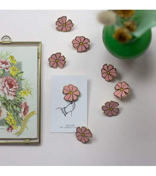 Cosmo - Pink Cosmos Flower Enamel Pin My Lovely Thing broches and pins hat pin badges collectible