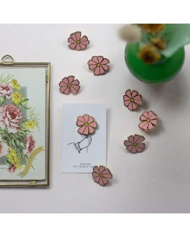 Cosmo - Pink Cosmos Flower Enamel Pin My Lovely Thing broches and pins hat pin badges collectible