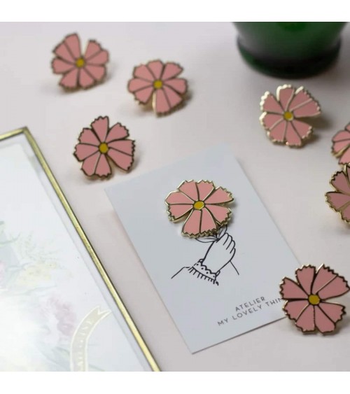 Cosmo - Pink Cosmos Flower Enamel Pin My Lovely Thing broches and pins hat pin badges collectible