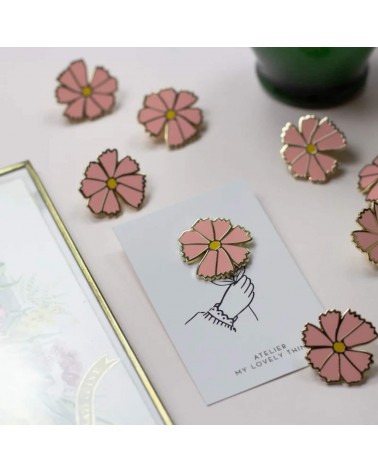 Cosmo - Pink Cosmos Flower Enamel Pin My Lovely Thing broches and pins hat pin badges collectible