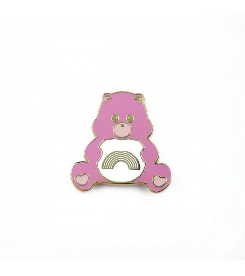 Pin Anstecker Teddybär rosa mit Regenbogen Studio Inktvis Anstecknadel Ansteckpins pins anstecknadeln kaufen