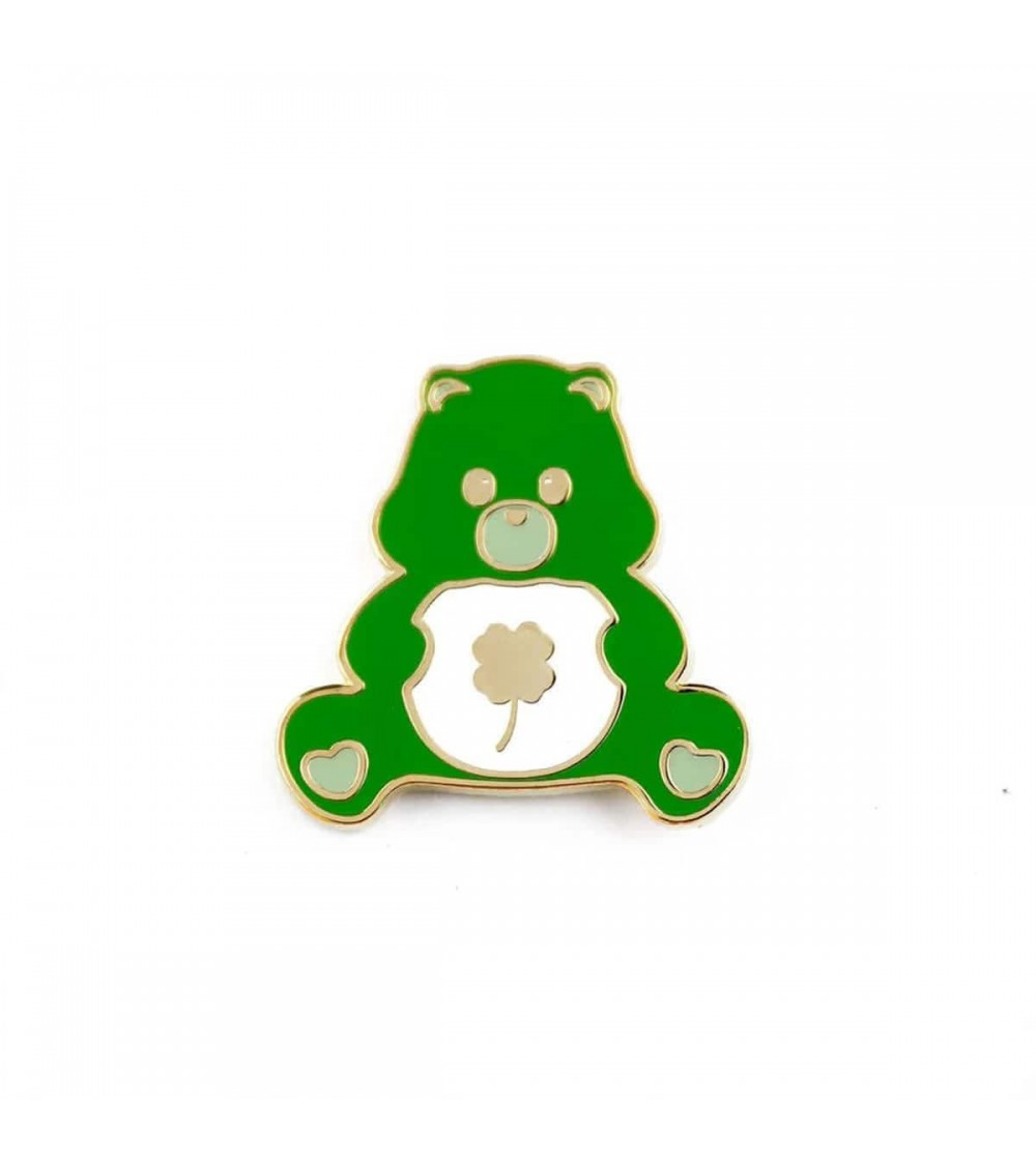 Pin's Ours en peluche vert porte bonheur Studio Inktvis pins rare métal originaux bijoux suisse