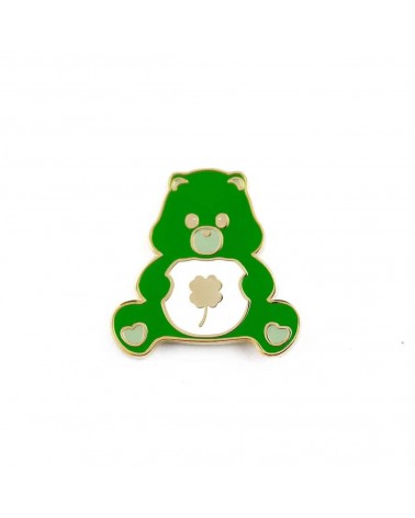 Pin's Ours en peluche vert porte bonheur Studio Inktvis pins rare métal originaux bijoux suisse