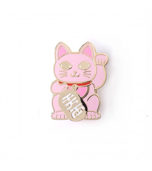 Maneki Neko rosa - Spilla Smaltata gatto portafortuna Studio Inktvis spiritose spille colorate particolari eleganti donna da ...