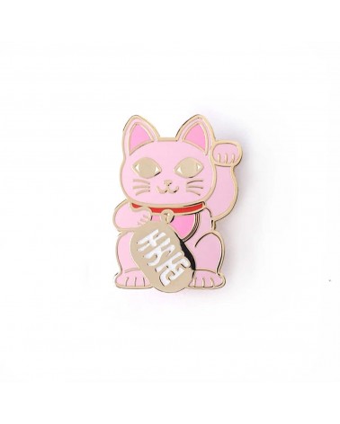 Pink Maneki Neko - Lucky cat Enamel Pin Studio Inktvis broches and pins hat pin badges collectible