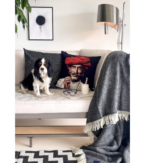 Wolldecke HERRINGBONE Schwarz / Weiss - Decke, Kuscheldecke Bronte by Moon Schafwolldecke warme Woll Decken Sofa wohndecke ka...