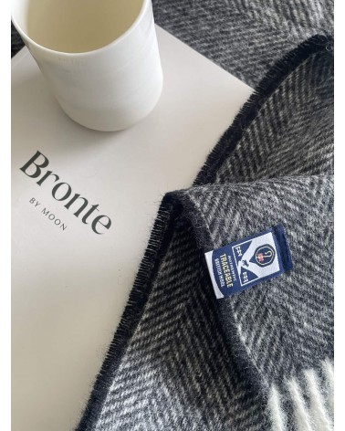 Wolldecke HERRINGBONE Schwarz / Weiss - Decke, Kuscheldecke Bronte by Moon Schafwolldecke warme Woll Decken Sofa wohndecke ka...
