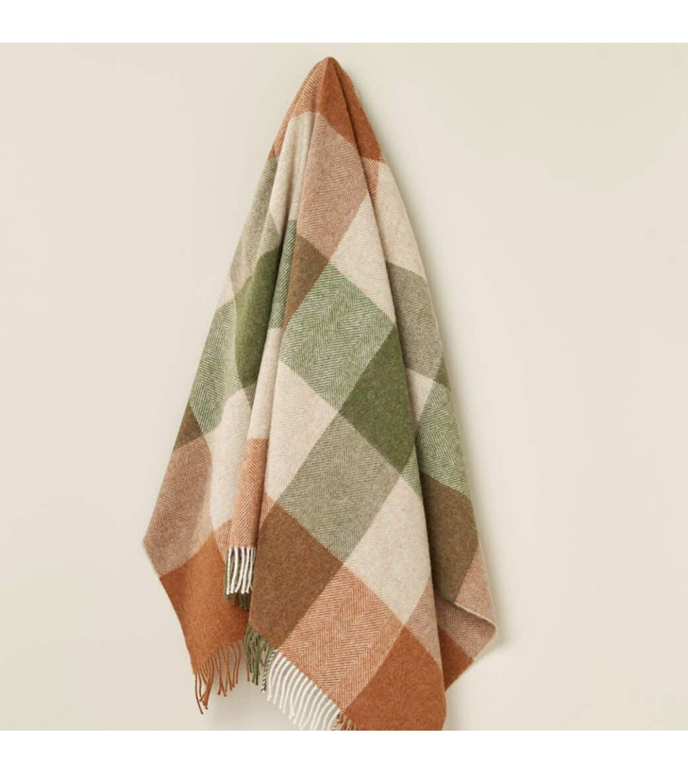 Plaid BLOCK CHECK Terracotta / Verde - Coperta in lana Bronte by Moon plaid per divano in lana coperta morbida letto matrimon...