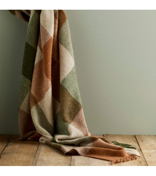 Plaid BLOCK CHECK Terracotta / Verde - Coperta in lana Bronte by Moon plaid per divano in lana coperta morbida letto matrimon...