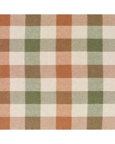 Wool Blanket BLOCK CHECK Terracotta / Green - Sofa Throw Bronte by Moon warm cozy soft sofa throw blanket picnic throws and b...