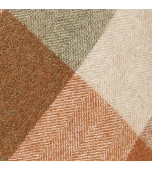 Wolldecke BLOCK CHECK Terracotta / Grün - Decke, Kuscheldecke Bronte by Moon Schafwolldecke warme Woll Decken Sofa wohndecke ...