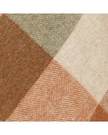Wool Blanket BLOCK CHECK Terracotta / Green - Sofa Throw Bronte by Moon warm cozy soft sofa throw blanket picnic throws and b...