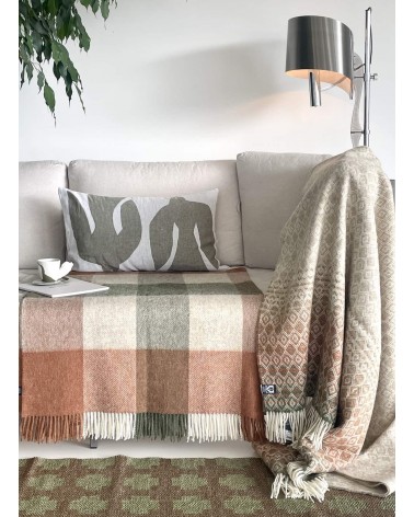 Plaid BLOCK CHECK Terracotta / Verde - Coperta in lana Bronte by Moon plaid per divano in lana coperta morbida letto matrimon...