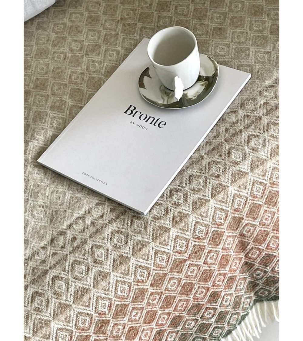 Plaid lana OMBRE DIAMOND Terracotta / Verde - Coperta per divano Bronte by Moon plaid per divano in lana coperta morbida lett...
