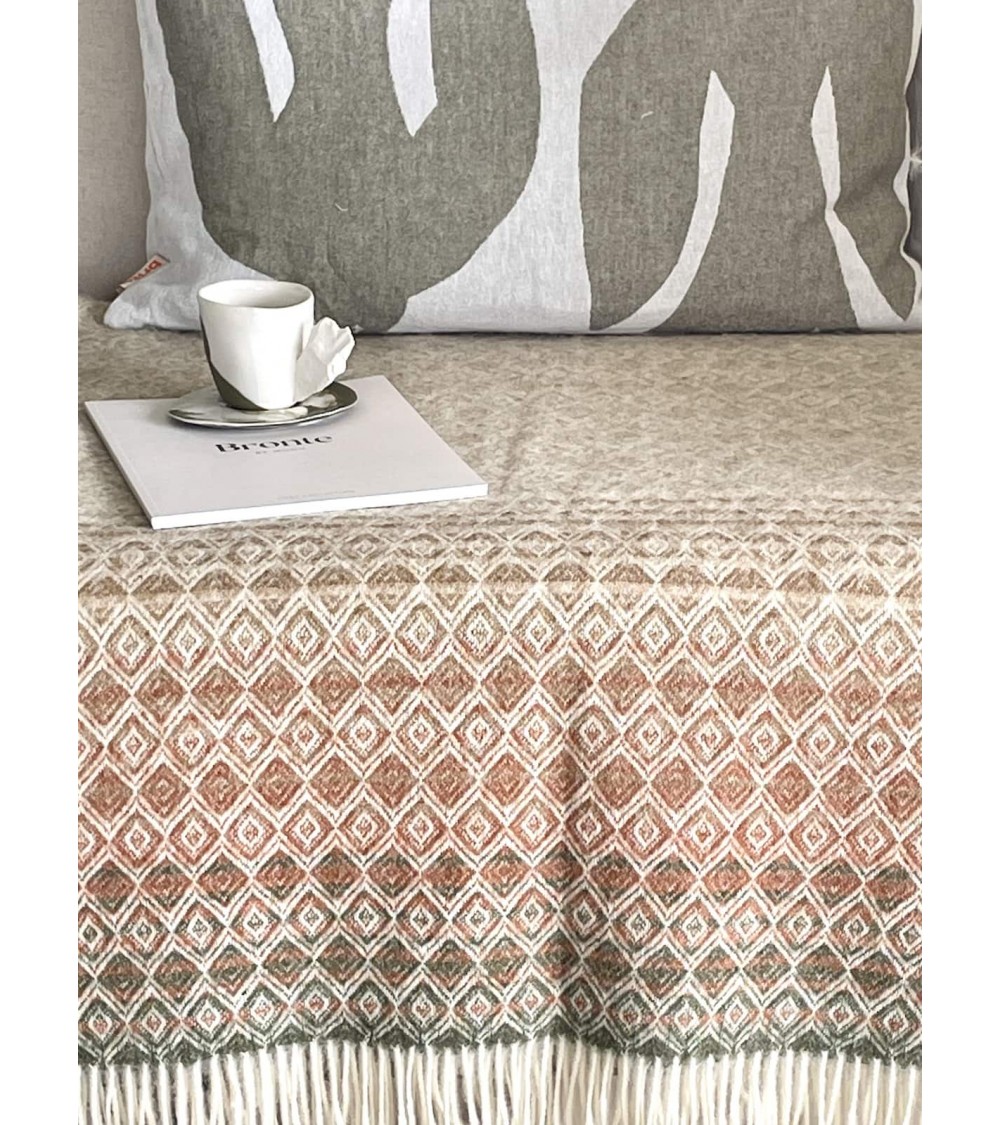 Plaid lana OMBRE DIAMOND Terracotta / Verde - Coperta per divano Bronte by Moon plaid per divano in lana coperta morbida lett...