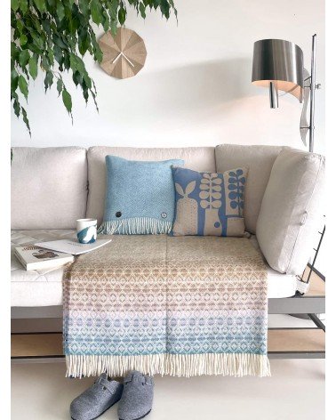 Wolldecke OMBRE DIAMOND Blau / Lila - Decke, Kuscheldecke Bronte by Moon Schafwolldecke warme Woll Decken Sofa wohndecke kaufen