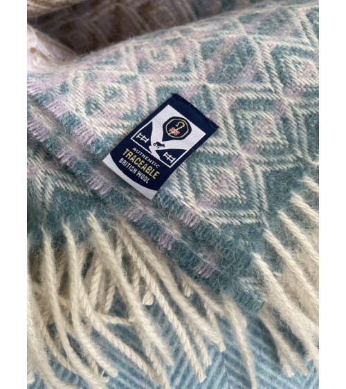 Plaid OMBRE DIAMOND Bleu / Violet - Couverture en laine Bronte by Moon un plaid cocooning couverture chaude douce plaide lit