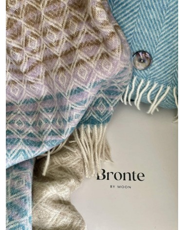 Wool Blanket OMBRE DIAMOND Aqua / Lilac - Sofa Throw Bronte by Moon warm cozy soft sofa throw blanket picnic throws and blankets