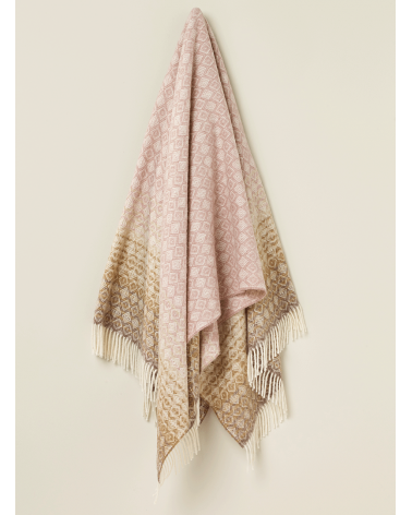 Plaid OMBRE DIAMOND Rose / camel - Couverture en laine Bronte by Moon un plaid cocooning couverture chaude douce plaide lit