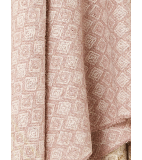 Wool Blanket OMBRE DIAMOND Pink / camel - Sofa Throw Bronte by Moon warm cozy soft sofa throw blanket picnic throws and blankets