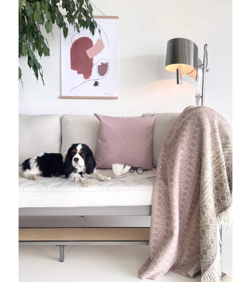 Plaid OMBRE DIAMOND Rose / camel - Couverture en laine Bronte by Moon un plaid cocooning couverture chaude douce plaide lit