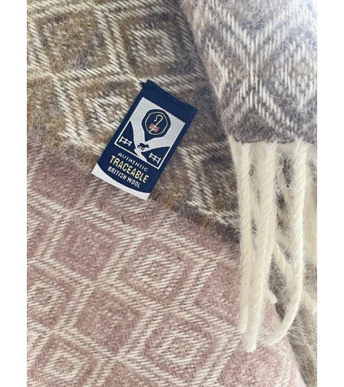 Plaid OMBRE DIAMOND Rose / camel - Couverture en laine Bronte by Moon un plaid cocooning couverture chaude douce plaide lit