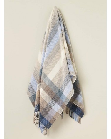 Plaid canapé WOODALE Bleu - Couverture pure laine Bronte by Moon un plaid cocooning couverture chaude douce plaide lit