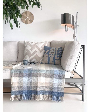 WOODALE Blue sofa throw - Pure wool blanket Bronte by Moon warm cozy soft sofa throw blanket picnic throws and blankets