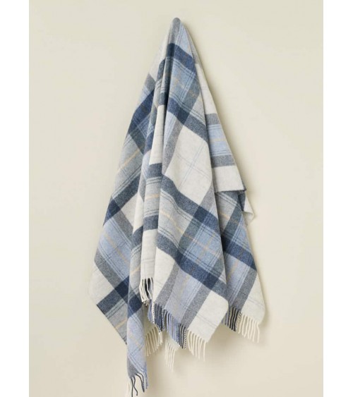englische Wolldecke SKYE DESIGN Blau - Kuscheldecke, Bettdecke Bronte by Moon Schafwolldecke warme Woll Decken Sofa wohndecke...