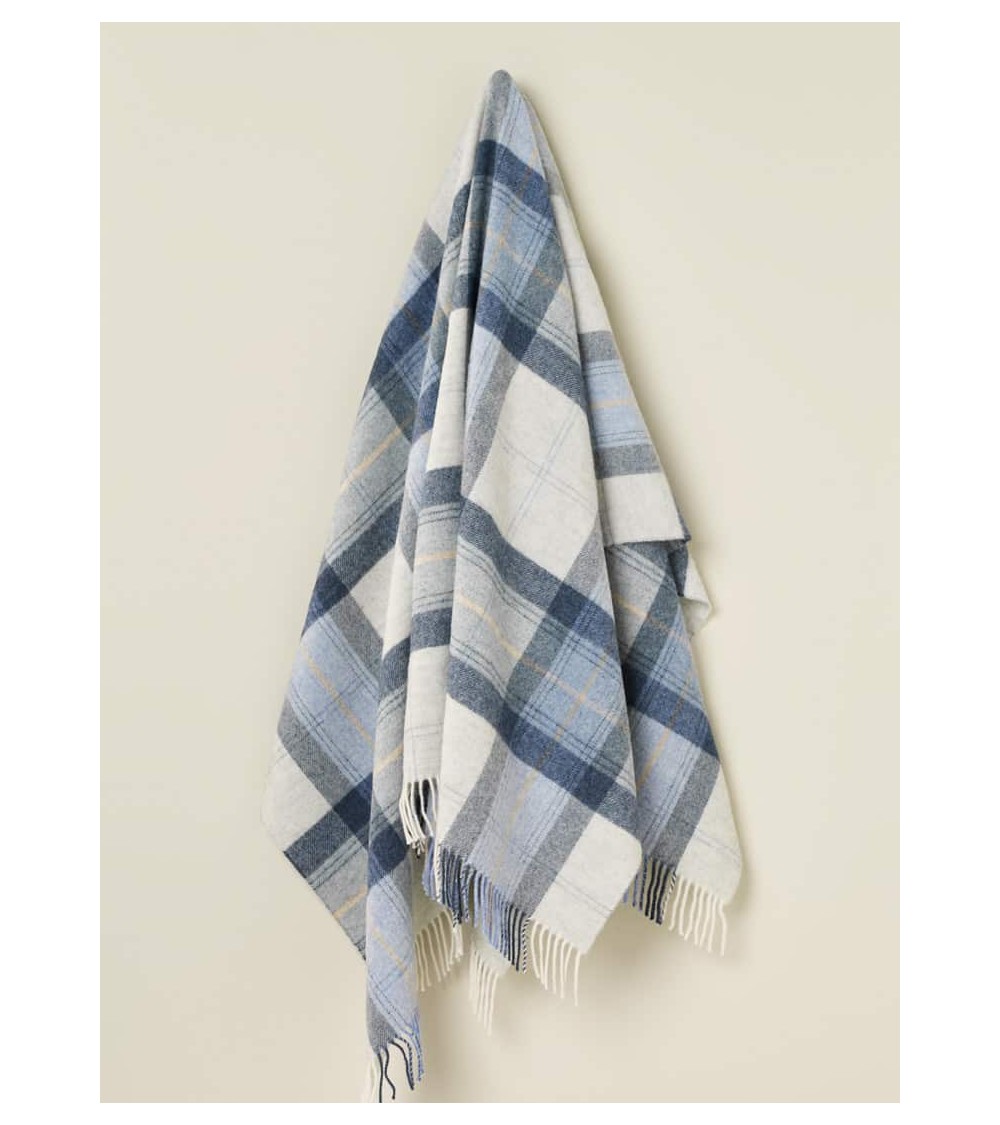 Plaid per divano SKYE DESIGN Blu - Coperta pura lana vergine Bronte by Moon plaid per divano in lana coperta morbida letto ma...