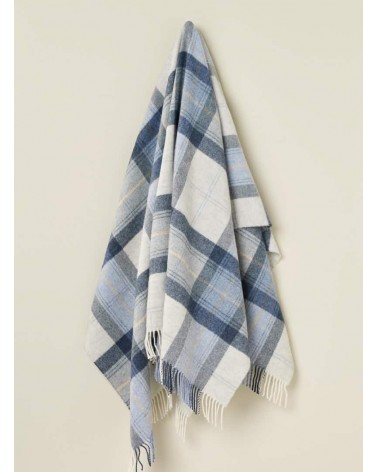 Plaid canapé SKYE DESIGN Bleu - Couverture pure laine Bronte by Moon un plaid cocooning couverture chaude douce plaide lit