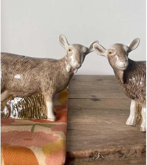 Toggenburg Goat - Salt and Peppers Quail Ceramics pots set shaker cute unique cool