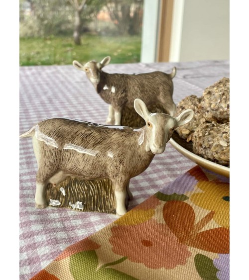 Toggenburg Goat - Salt and Peppers Quail Ceramics pots set shaker cute unique cool
