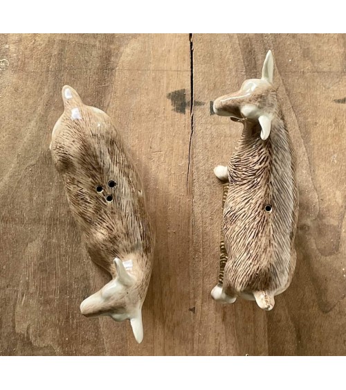 Toggenburg Goat - Salt and Peppers Quail Ceramics pots set shaker cute unique cool