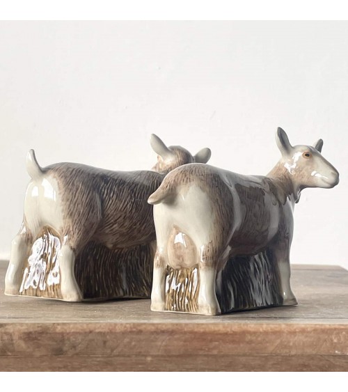Toggenburg Goat - Salt and Peppers Quail Ceramics pots set shaker cute unique cool