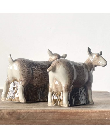 Toggenburg Goat - Salt and Peppers Quail Ceramics pots set shaker cute unique cool