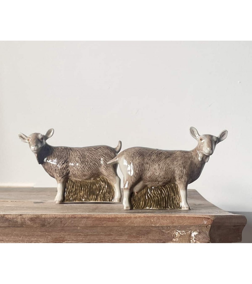 Toggenburg Goat - Salt and Peppers Quail Ceramics pots set shaker cute unique cool