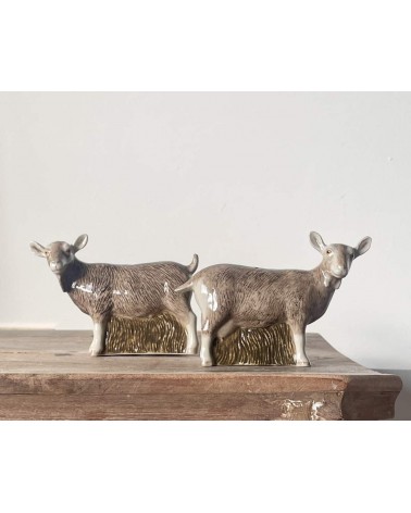 Toggenburg Goat - Salt and Peppers Quail Ceramics pots set shaker cute unique cool