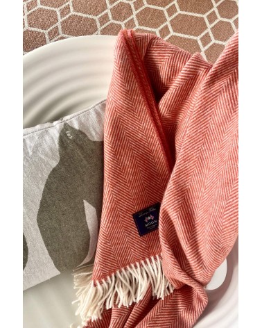 Plaid HERRINGBONE Arancione / Ruggine - Coperta in lana merinos Bronte by Moon plaid per divano in lana coperta morbida letto...