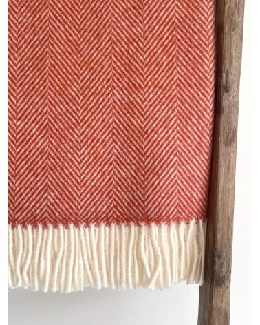 Wolldecke HERRINGBONE Orange / Rost - Merino Decke, Kuscheldecke Bronte by Moon Schafwolldecke warme Woll Decken Sofa wohndec...