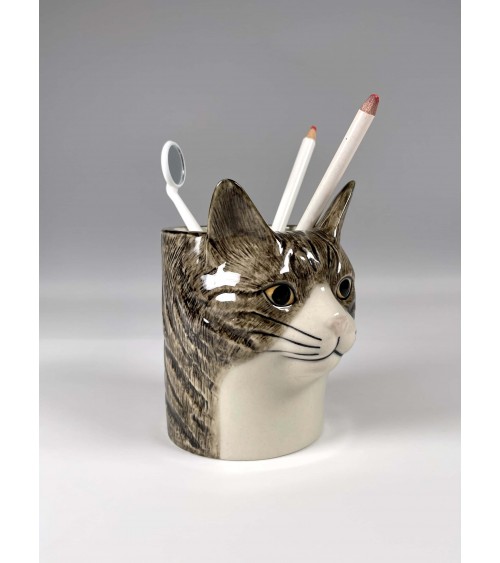 Millie - Stiftehalter & Blumentopf - Katze Quail Ceramics schreibtisch büro kinder besteckbehälter make up pinselhalter