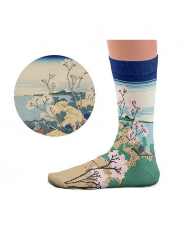 Hokusai, Mont Fuji - Chaussettes art Sock Affairs jolies pour femme originales pour homme chausset rigolotes drole Suisse