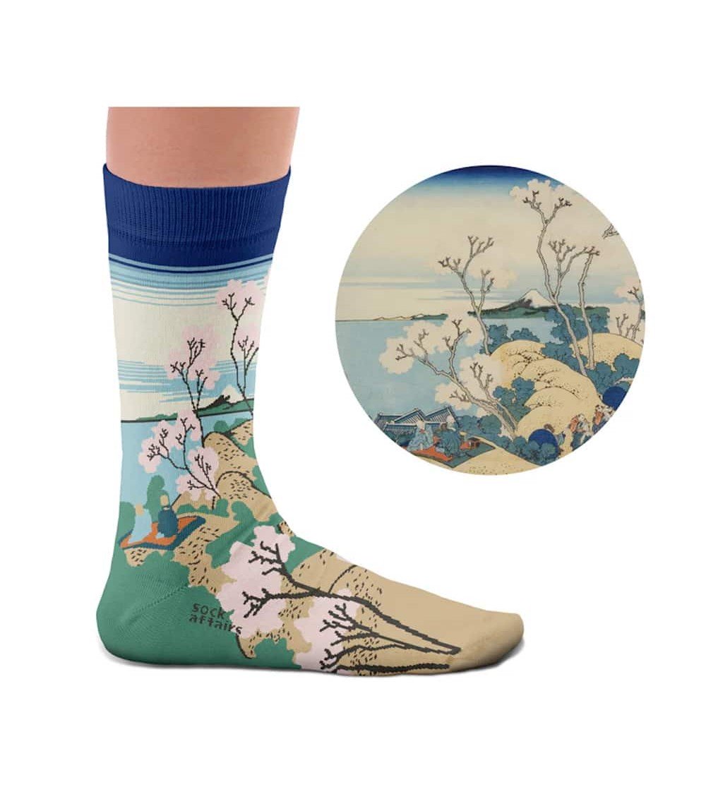 Hokusai, Mont Fuji - Chaussettes art Sock Affairs jolies pour femme originales pour homme chausset rigolotes drole Suisse