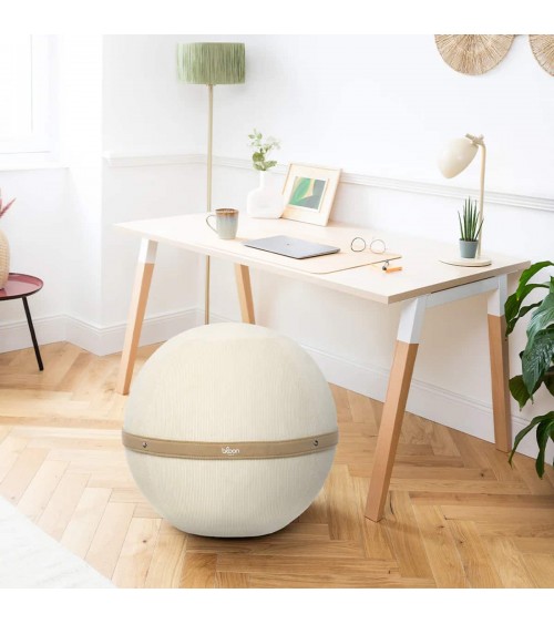 Siège Bloon Côtelé Blanc Jasmin - Ballon d'assise Bloon Paris ergonomique swiss ball bureau d'assise