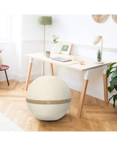 Siège Bloon Côtelé Blanc Jasmin - Ballon d'assise Bloon Paris ergonomique swiss ball bureau d'assise