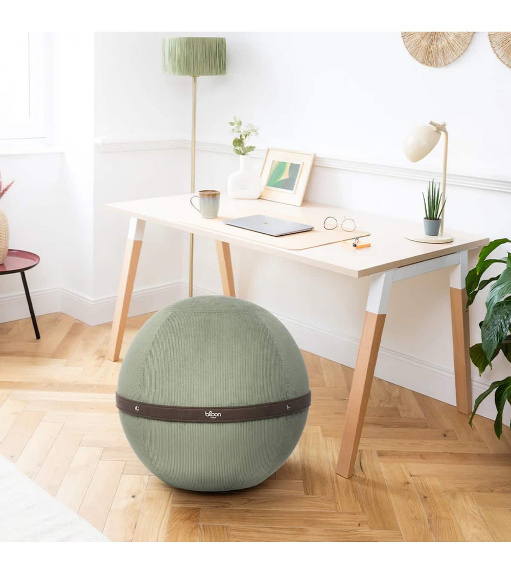 Siège Bloon Côtelé Vert Sauge - Ballon d'assise Bloon Paris ergonomique swiss ball bureau d'assise