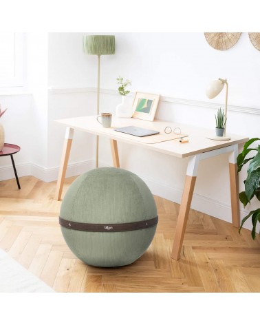 Siège Bloon Côtelé Vert Sauge - Ballon d'assise Bloon Paris ergonomique swiss ball bureau d'assise