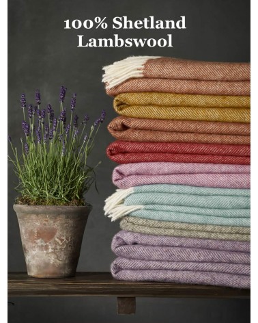 Plaid HERRINGBONE XL Bleu Marine - Couverture en laine, couvre lit Bronte by Moon un plaid cocooning couverture chaude douce ...
