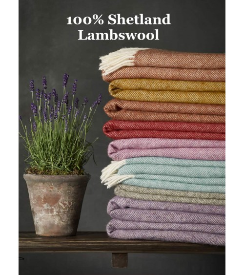 Plaid HERRINGBONE XL Lavande - Couverture en laine, couvre lit Bronte by Moon un plaid cocooning couverture chaude douce plai...
