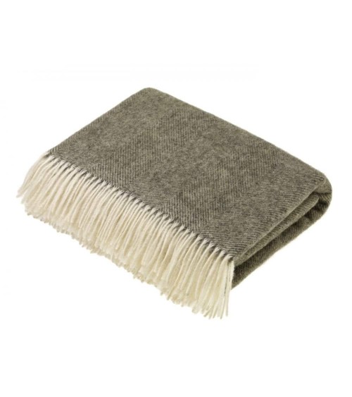 Plaid HERRINGBONE XL Gris Vintage - Couverture en laine, couvre lit Bronte by Moon un plaid cocooning couverture chaude douce...